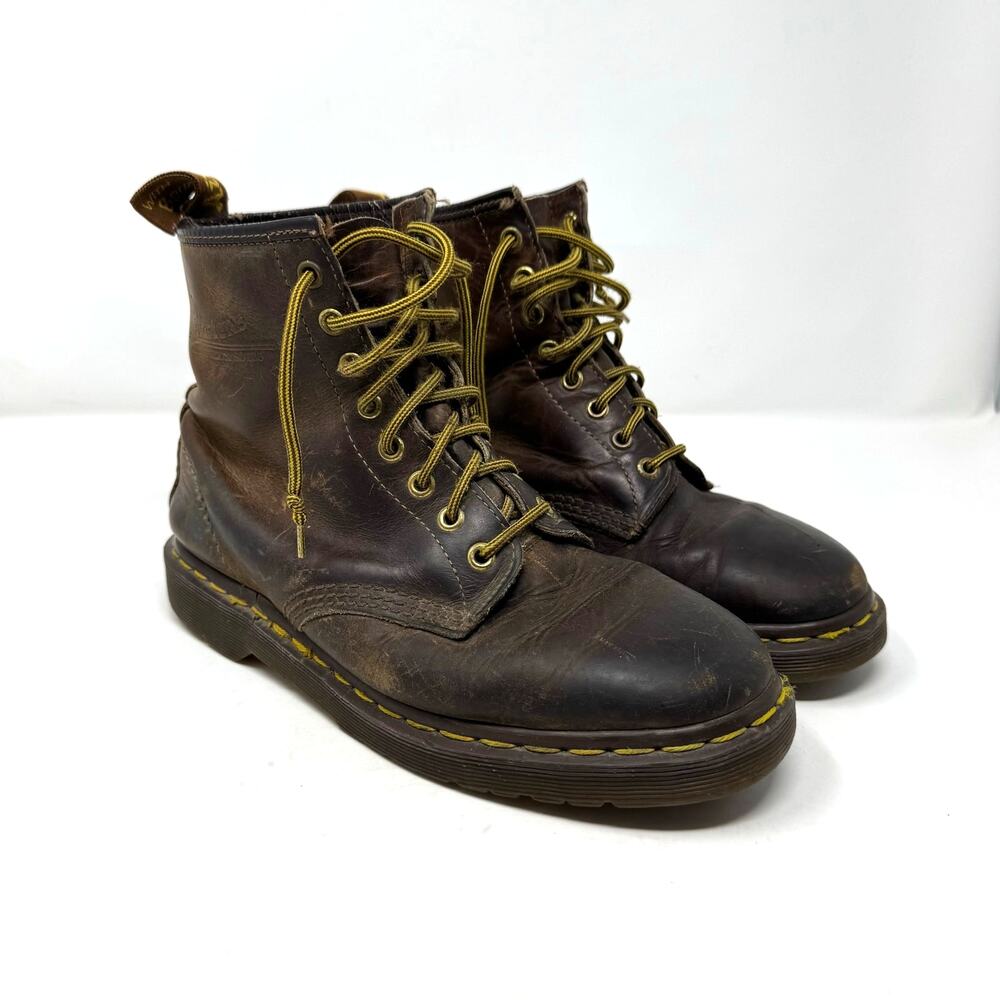 VTG Dr Martens Brown Leather Boots Womens 9 1460 Crazy Horse Made in England